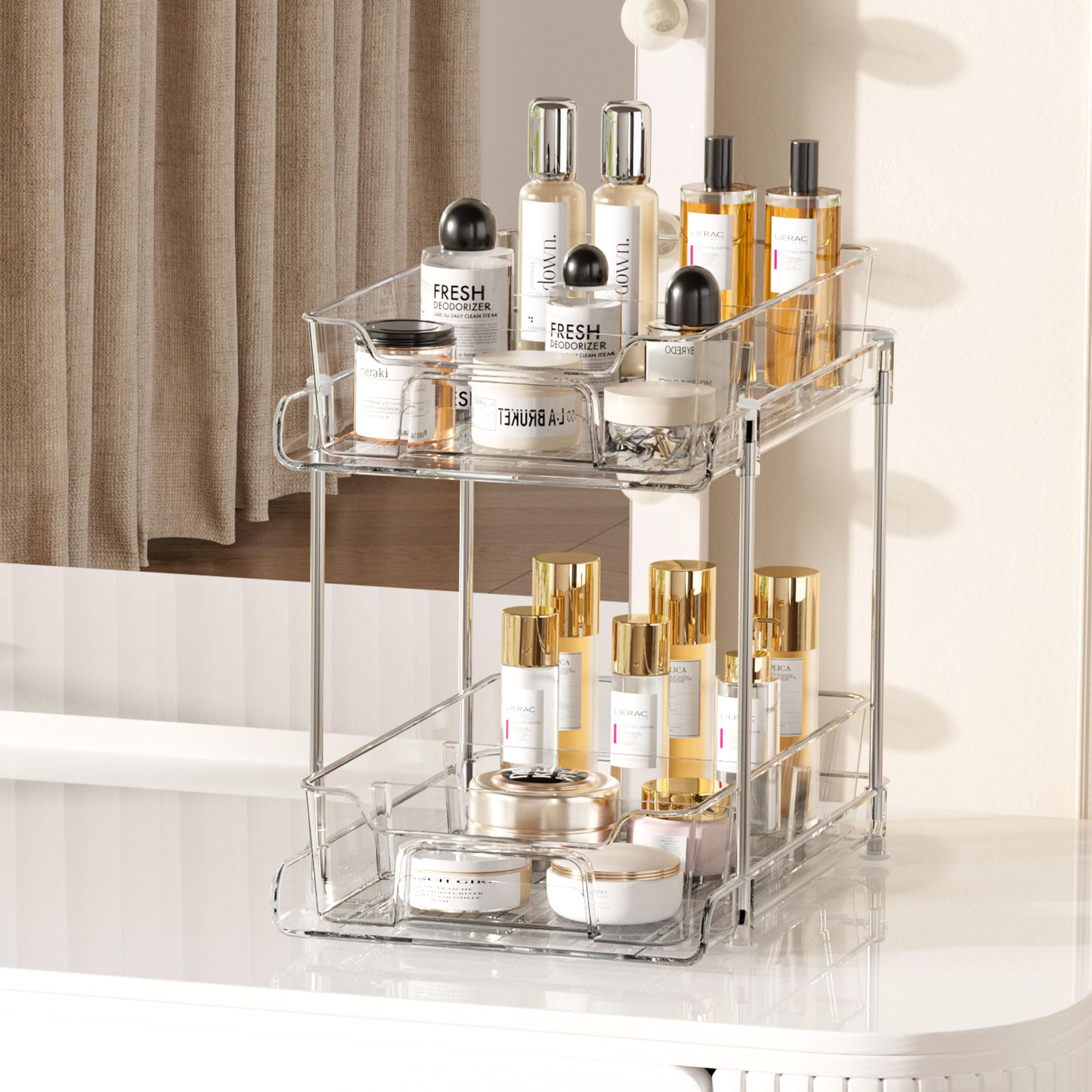 Vtopmart top view of clear PET drawers showing durable material and visibility benefit