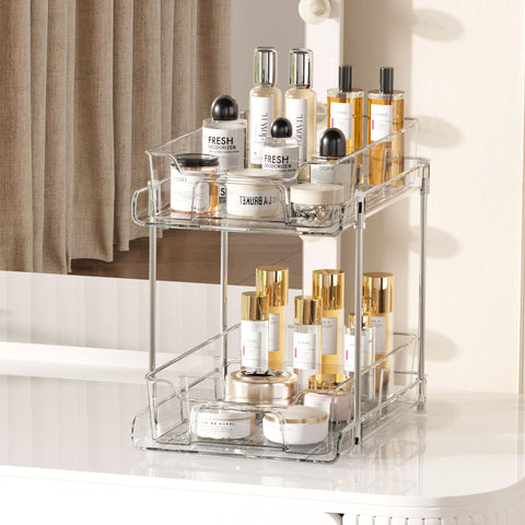 Vtopmart top view of clear PET drawers showing durable material and visibility benefit