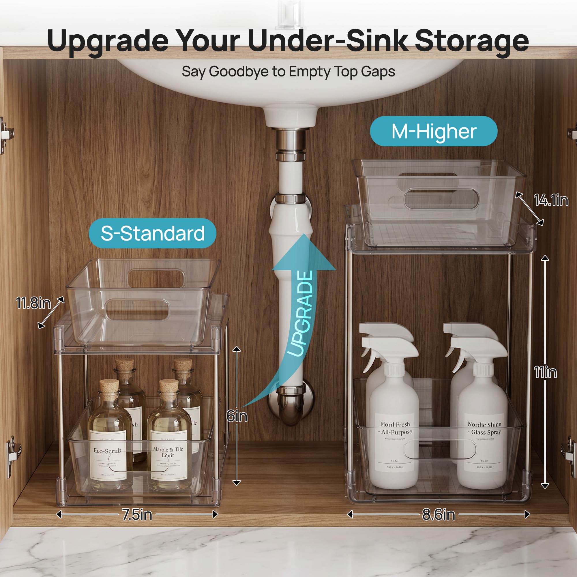 Vtopmart installed under sink demonstrating easy retrieval benefit