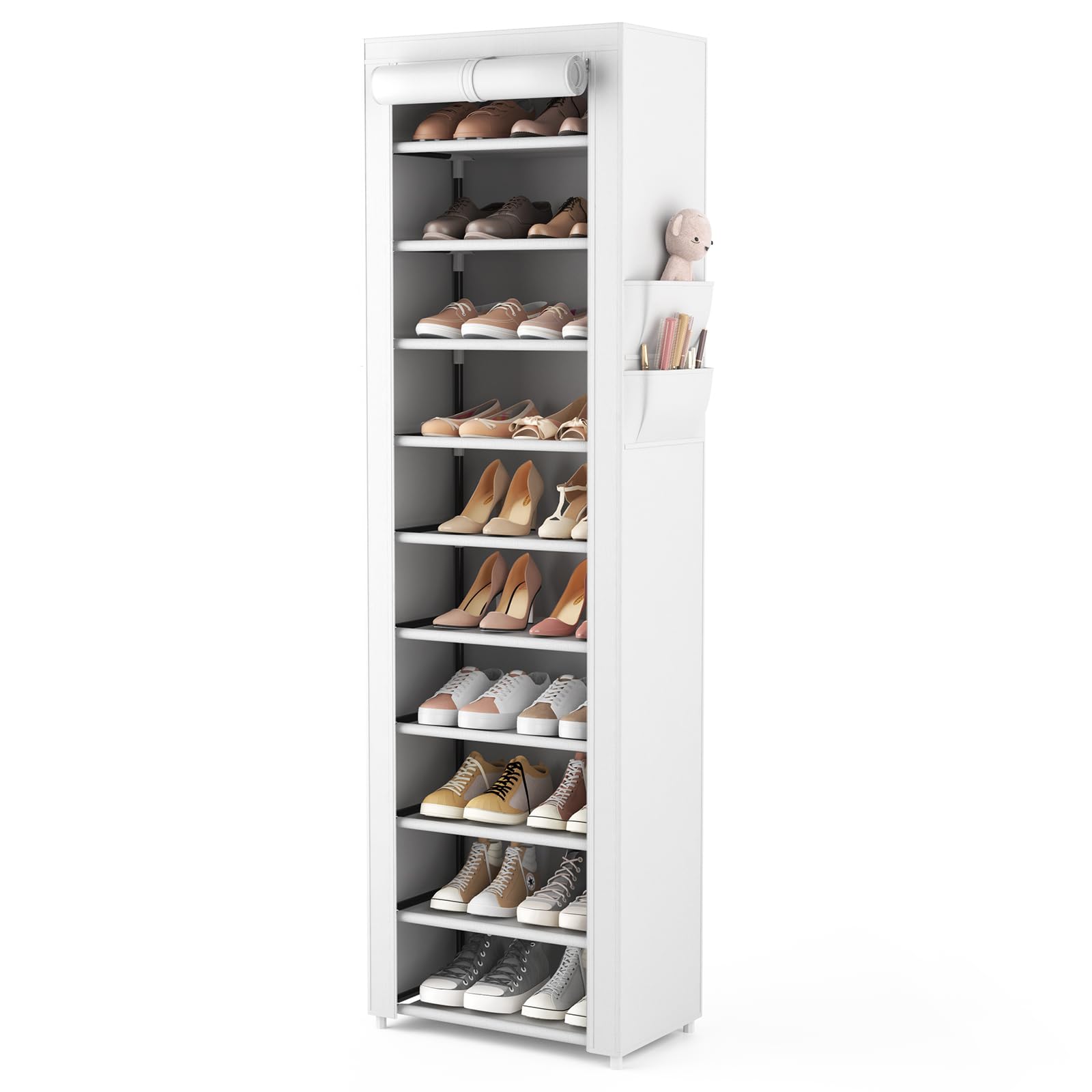 VTRIN front view tall shoe rack showing slim footprint and large capacity