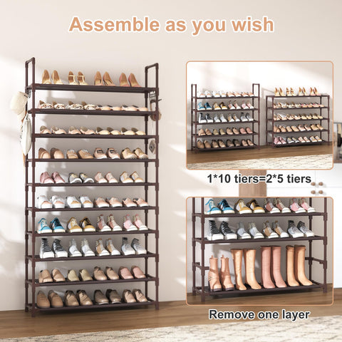 VTRIN rack beside tall boot shows removable shelf option for taller items