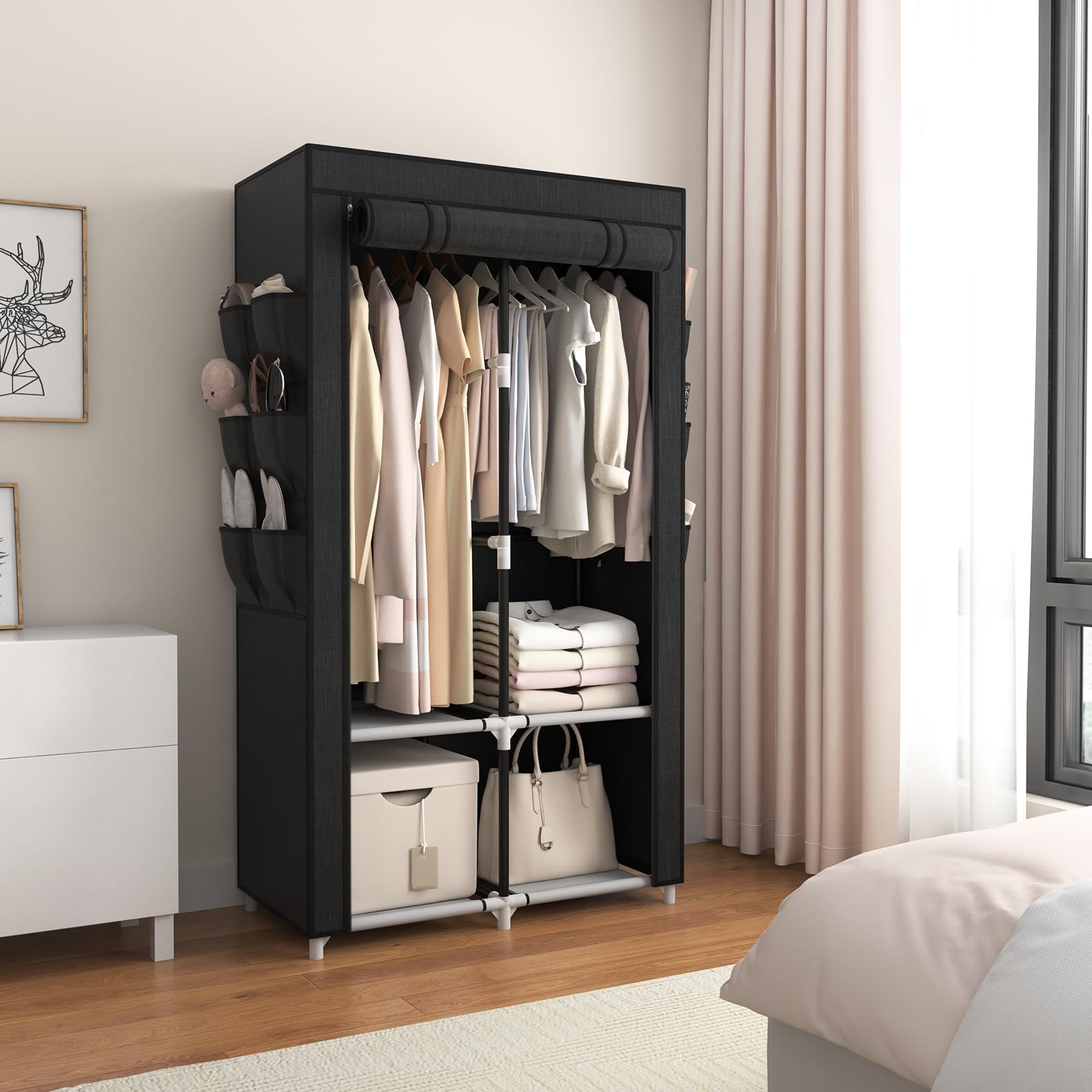 VTRIN in bedroom lifestyle scene illustrating tidy, organized living space