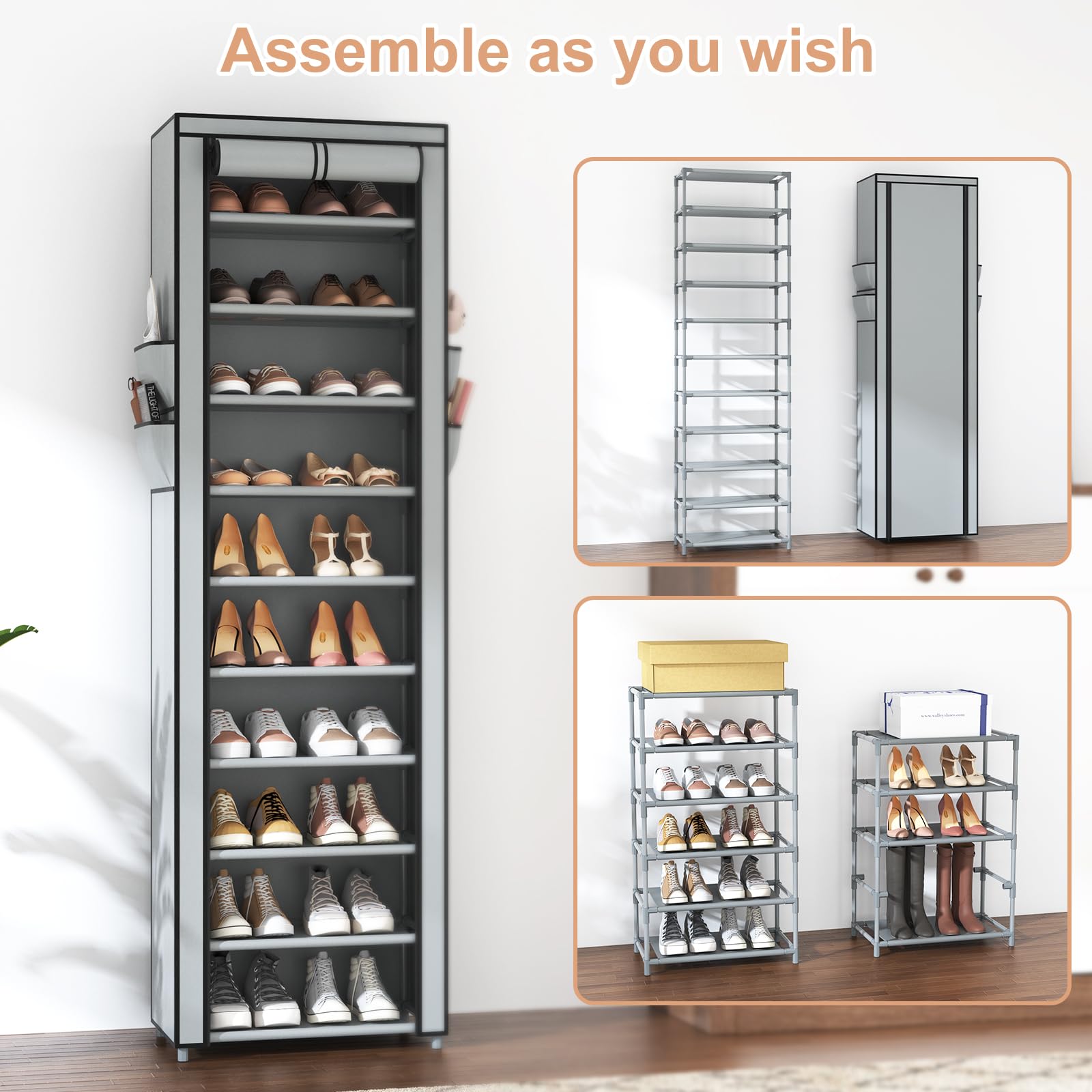 VTRIN shoe rack placed in a closet creating organized vertical storage