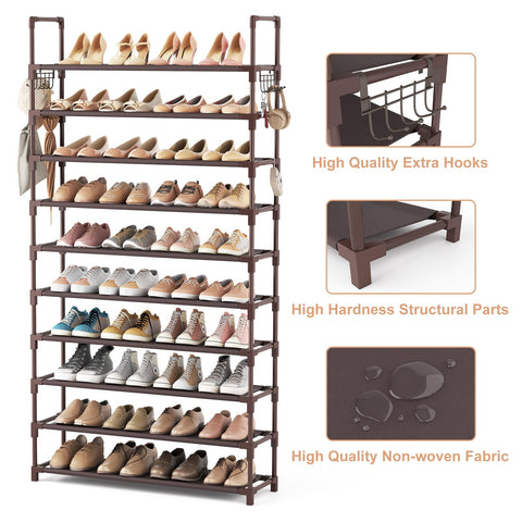 VTRIN shoe rack loaded in entryway illustrates organized storage for family footwear