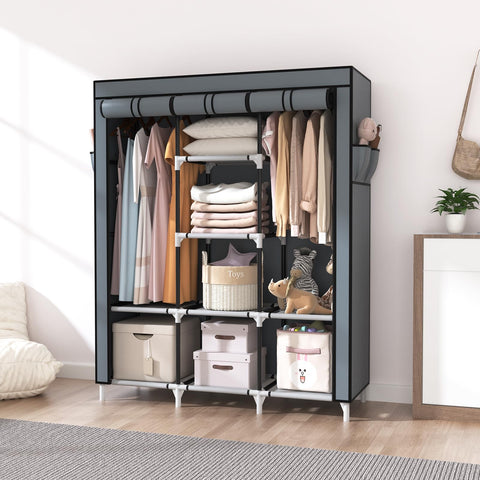 VTRIN wardrobe beside measuring tape showing dimensions and fit-for-space benefit