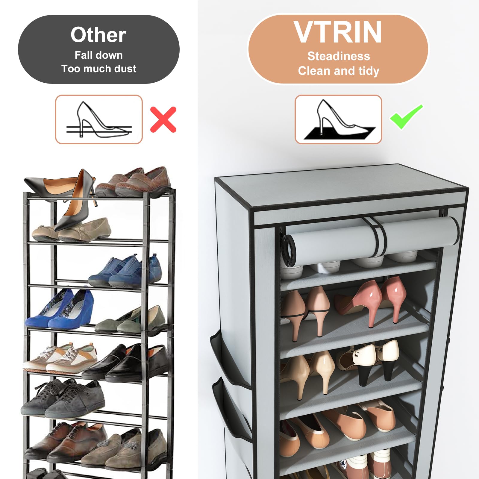 VTRIN rack split into two 5-tier units for flexible storage options