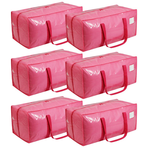 VTSVTS front view of six pink moving bags showing organized storage benefit