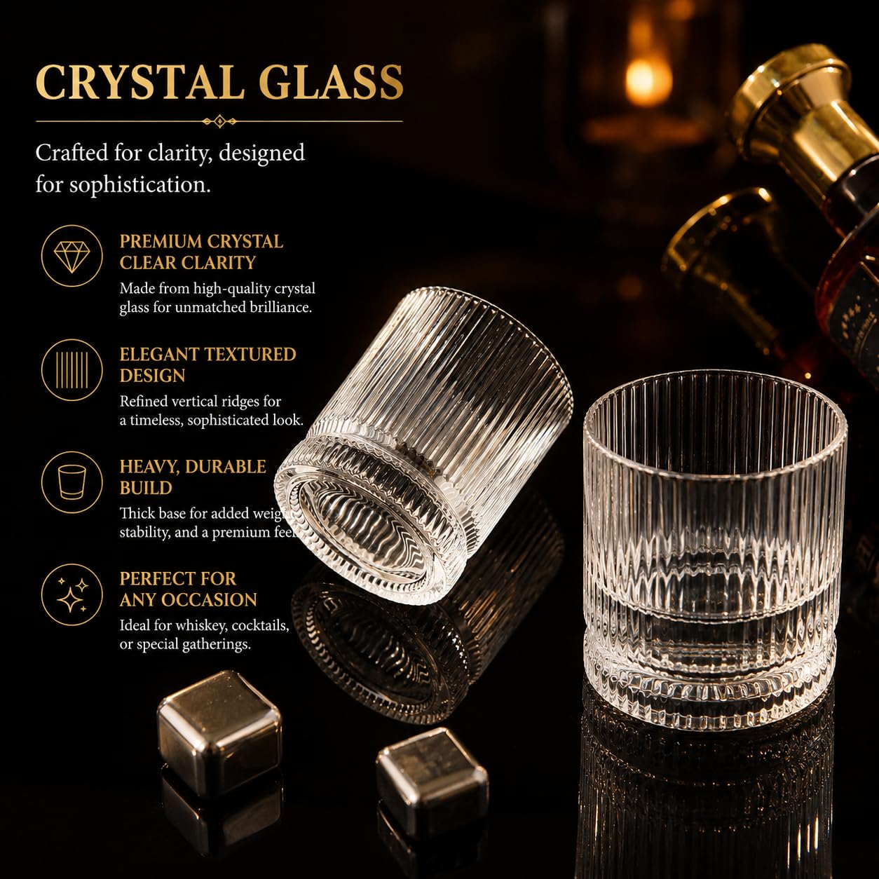 VUNDO close-up of ribbed glass texture, adds grip and vintage style