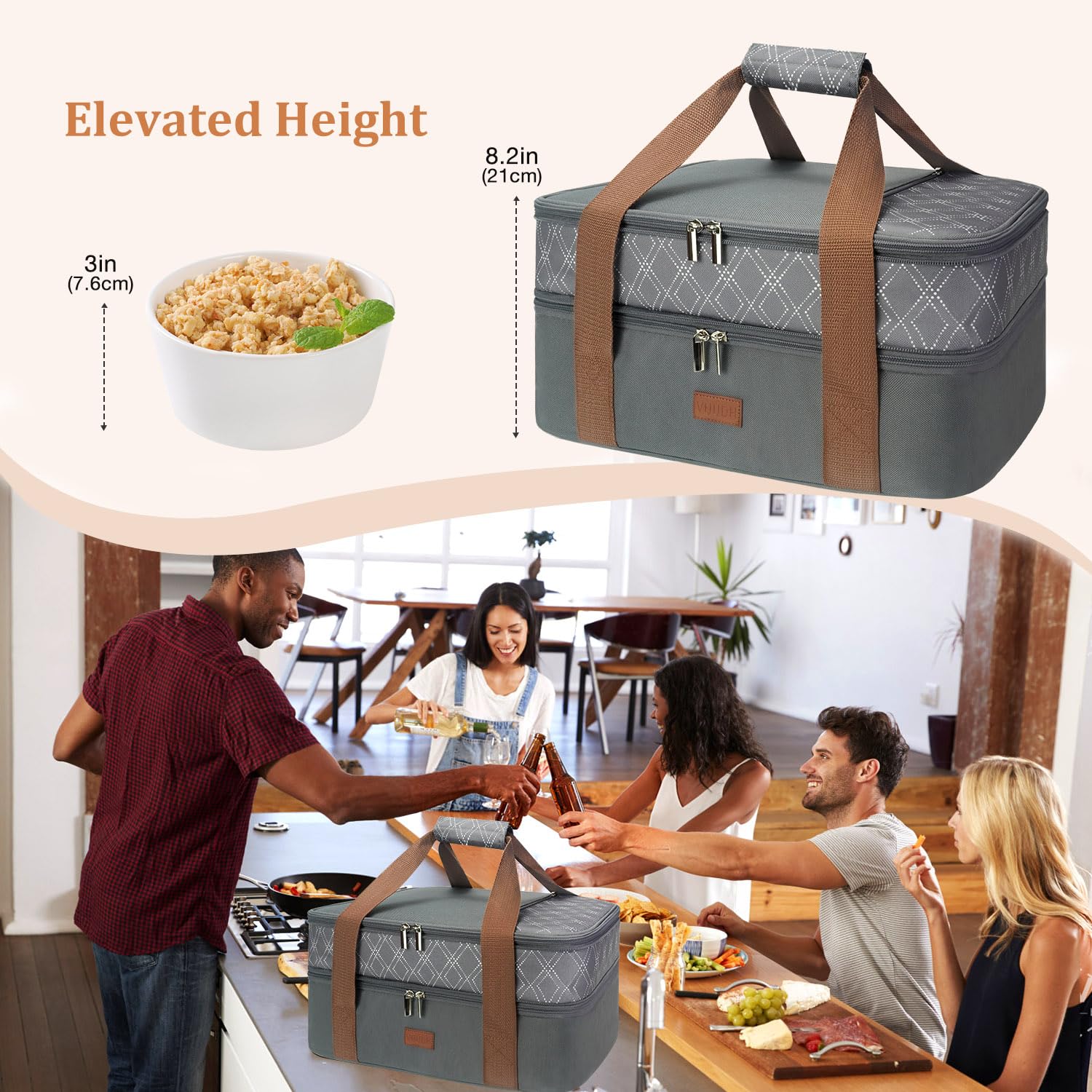 Vuudh exterior zip pocket holding utensils and napkins for convenient access