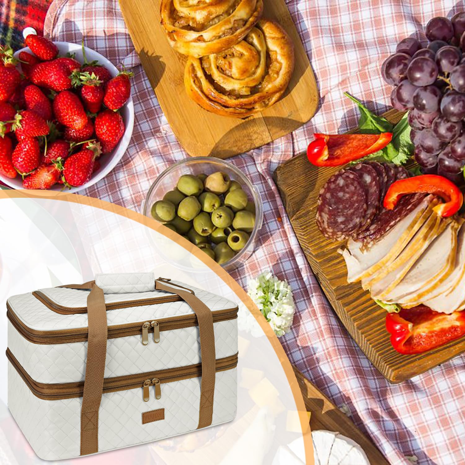 Vuudh carrier in a picnic setting carrying multiple dishes for easy serving at outdoor gatherings