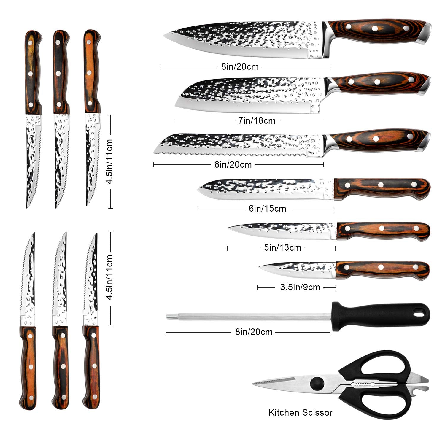 Vvwgkpk hammered blade texture close-up, reduces food sticking benefit