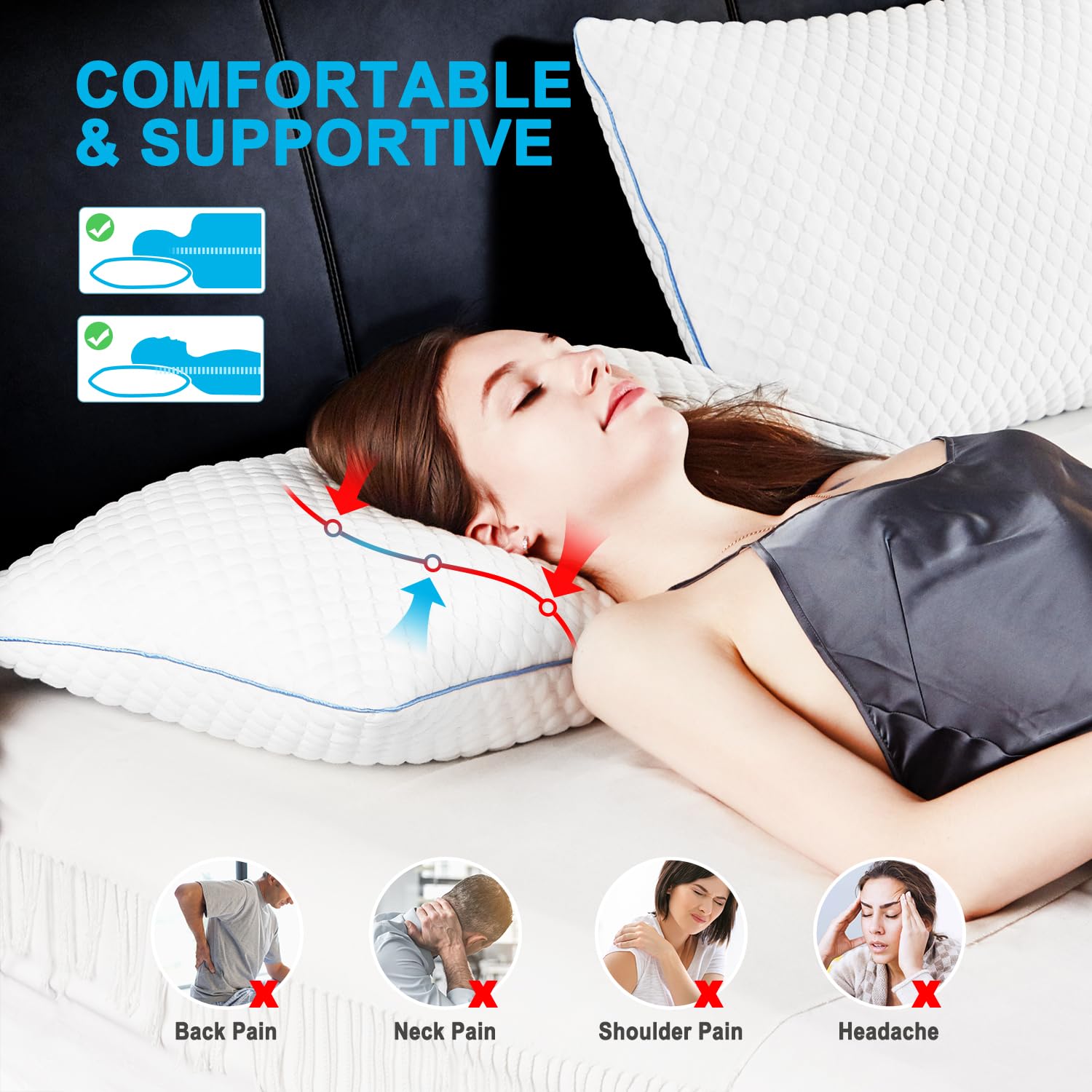 VVZ pillow zipper close-up demonstrating removable washable cover
