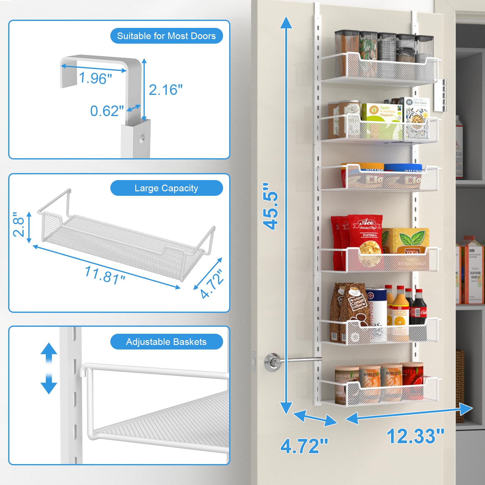 VyGrow door hook detail showing hanger fit and secure over-the-door installation benefit