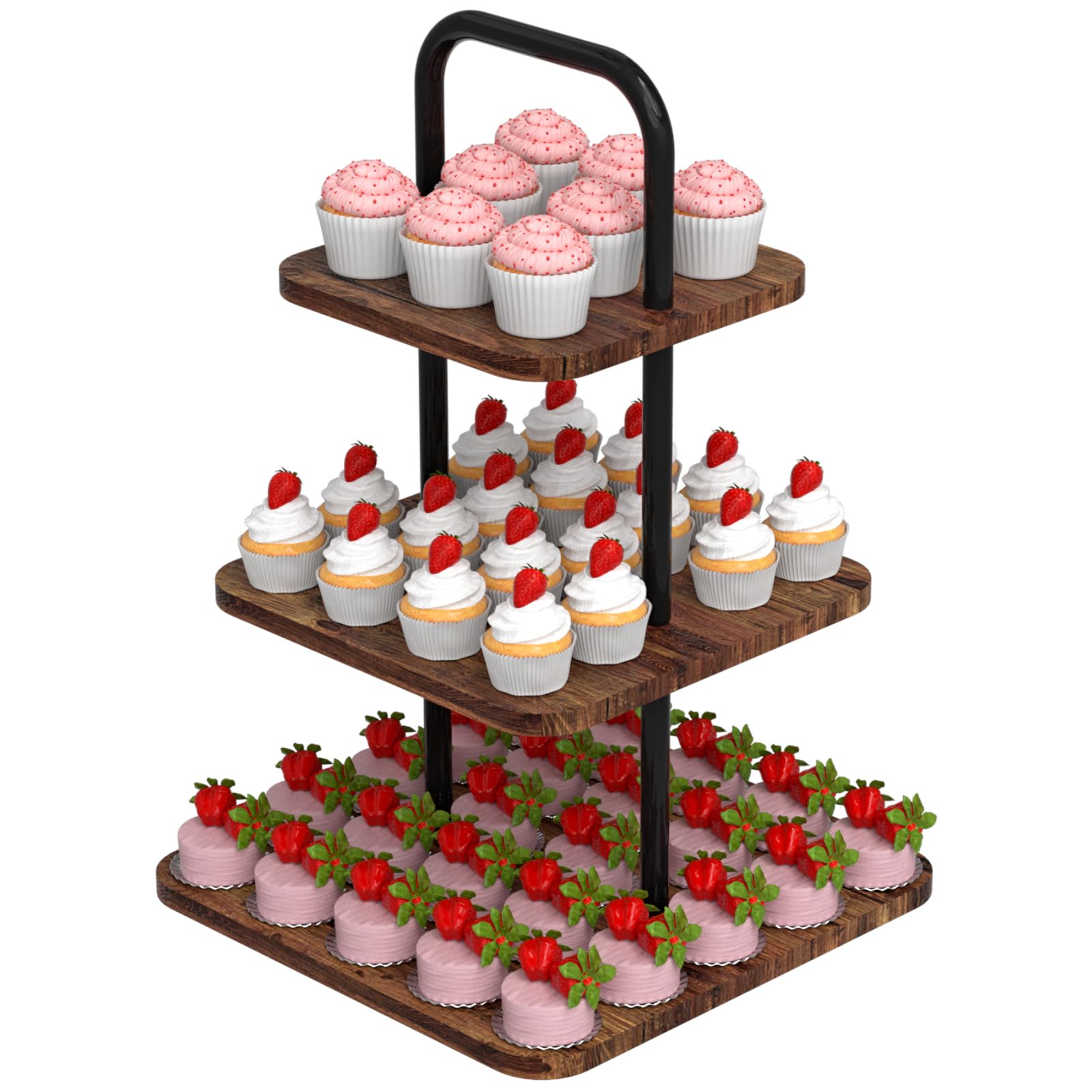 VyGrow front view of three-tier stand showing elegant presentation and stability
