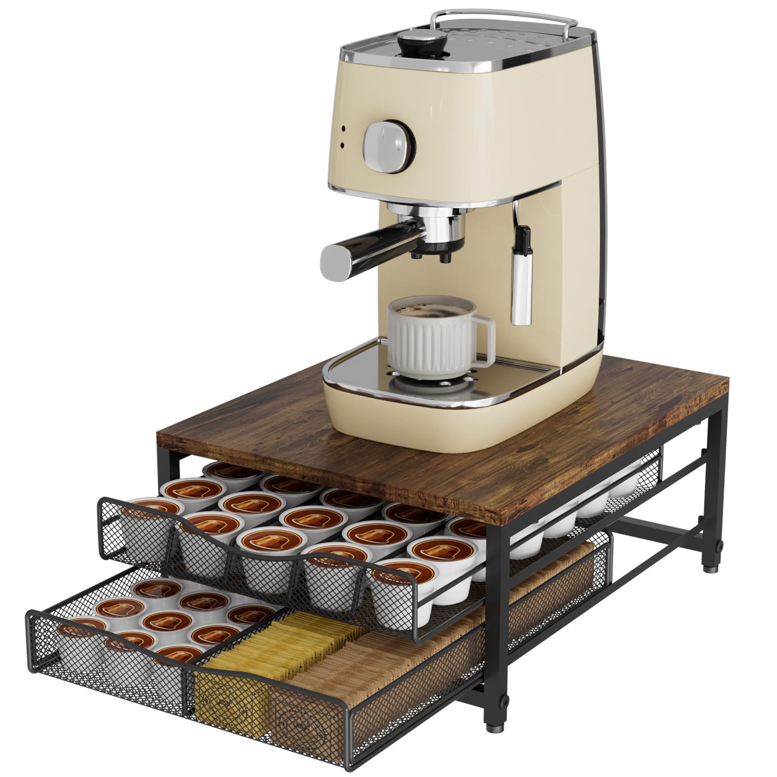 VyGrow top surface with coffee maker demonstrating sturdy support