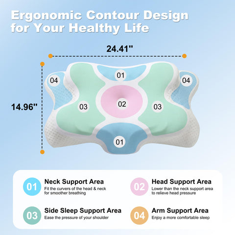 VYLEE view of both pillow heights illustrating adjustable dual-height support