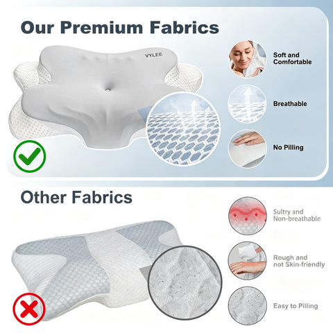 VYLEE stomach sleeper using pillow showing low-profile option for comfort