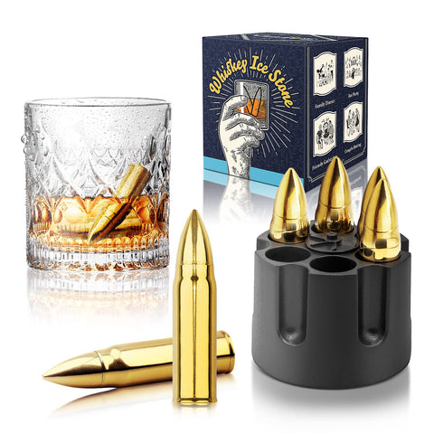 VZLIVE gold whiskey stones front packaging showing elegant gift-ready presentation
