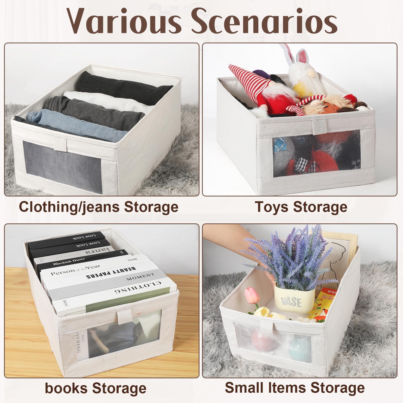VZZNN organizers on a wardrobe shelf illustrating tidy, accessible storage