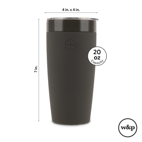 W&P Porter lifestyle on desk with coffee showing stylish daily-use enjoyment