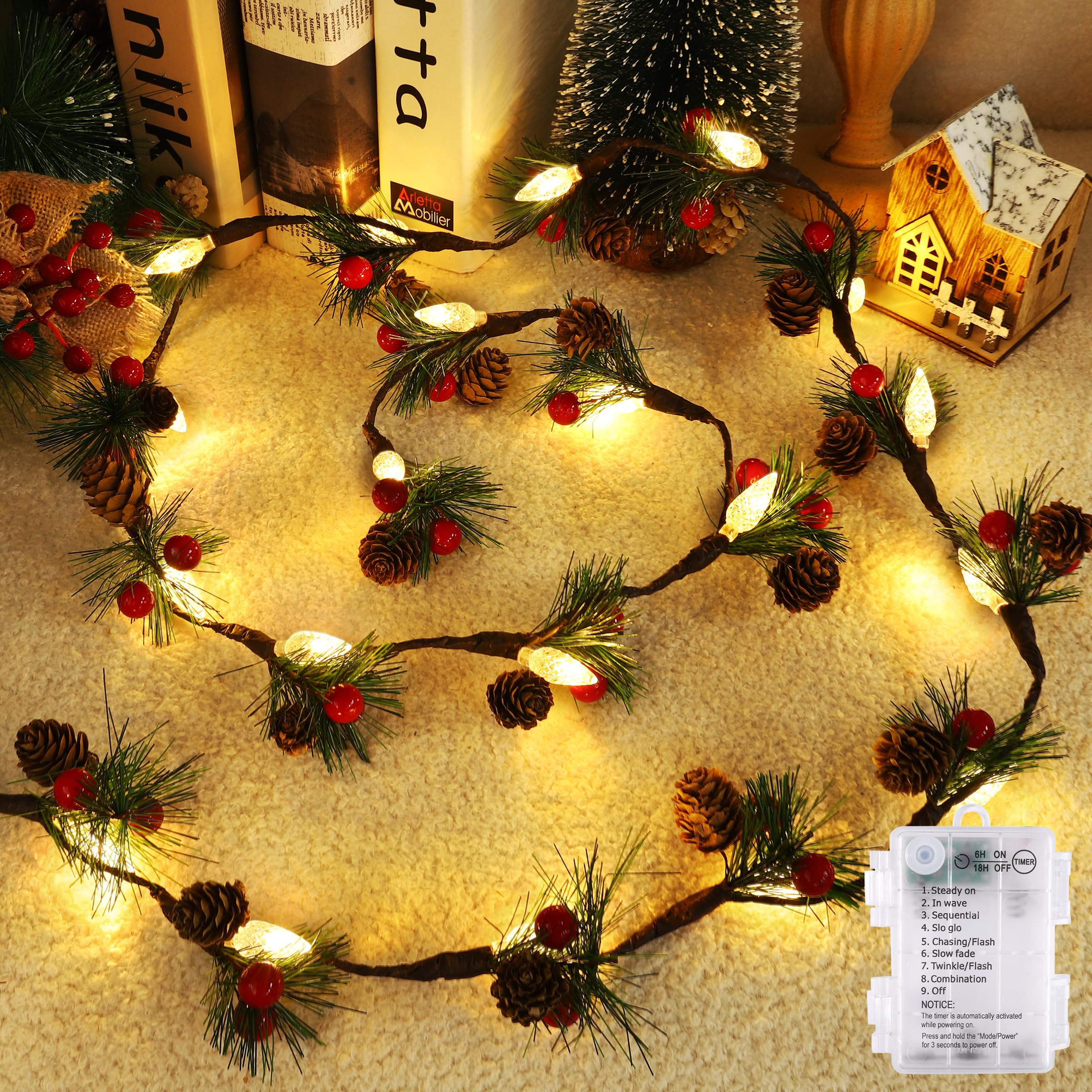 Wabarle garland used as a table centerpiece adding warm glow and natural texture