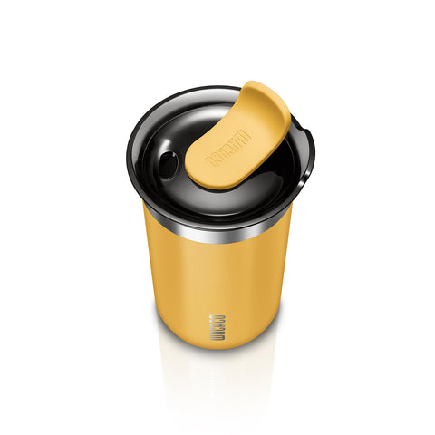 WACACO Octaroma Lungo lid close-up showing leak-resistant design for spill prevention