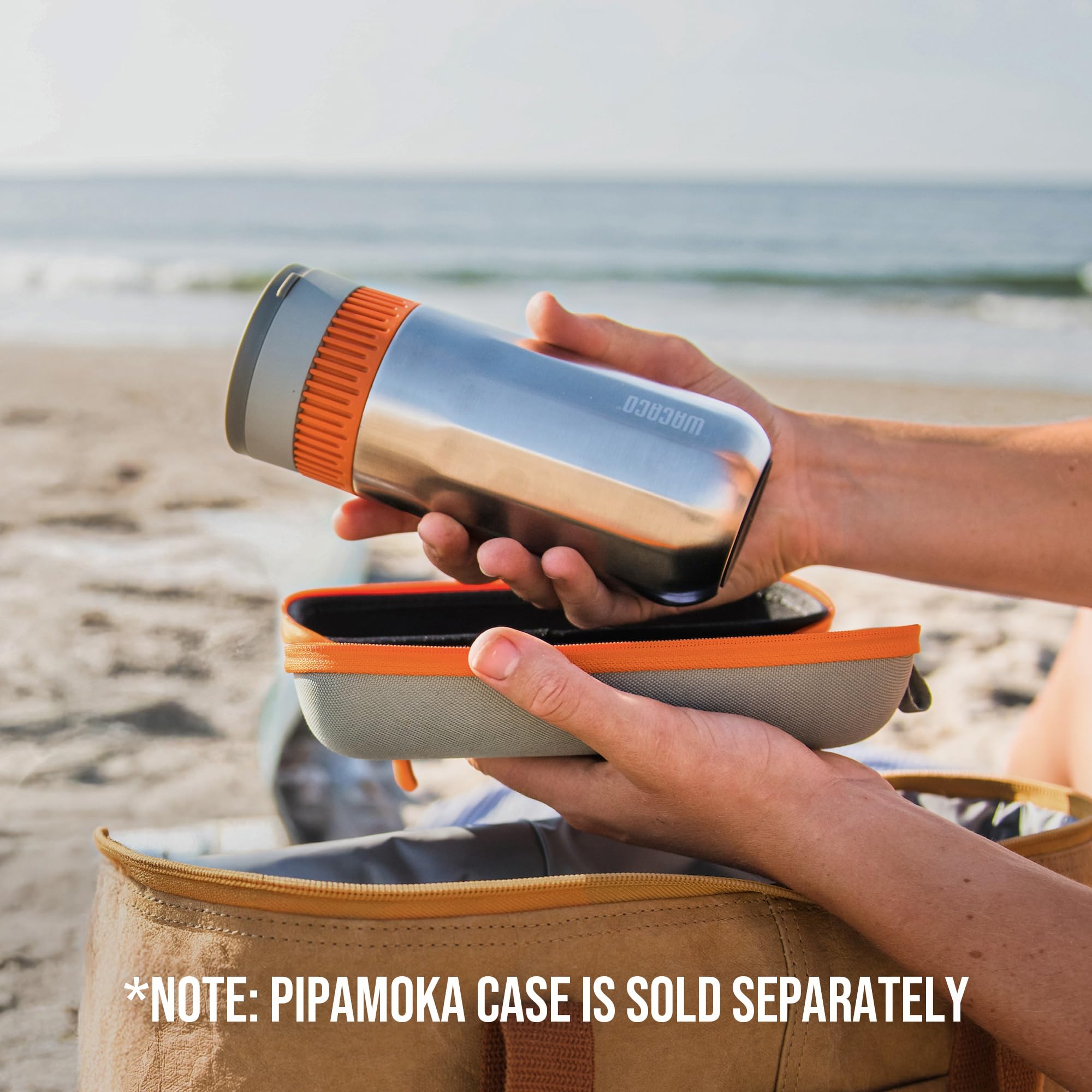 WACACO Pipamoka lid and sip mouthpiece detail, secure spill-resistant drinking