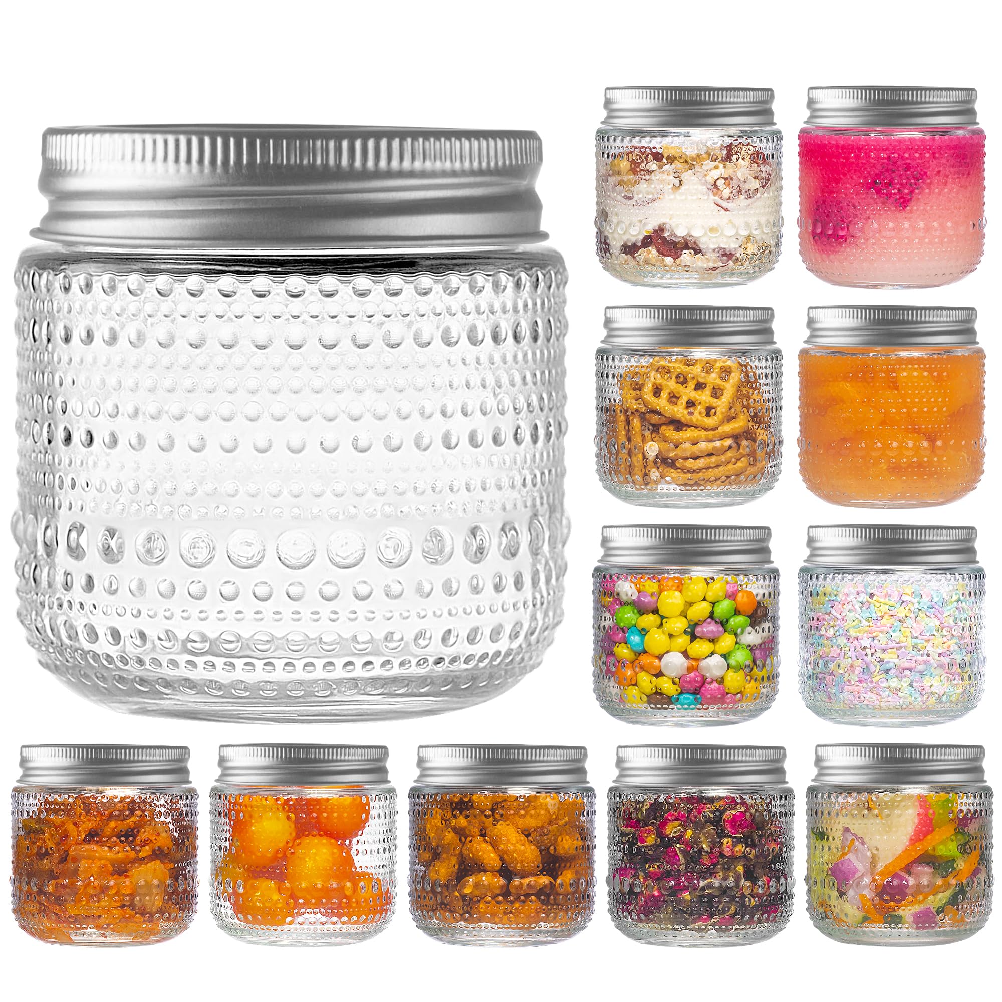WACOI front view of 12-pack mason jars showing vintage look and organized storage benefit