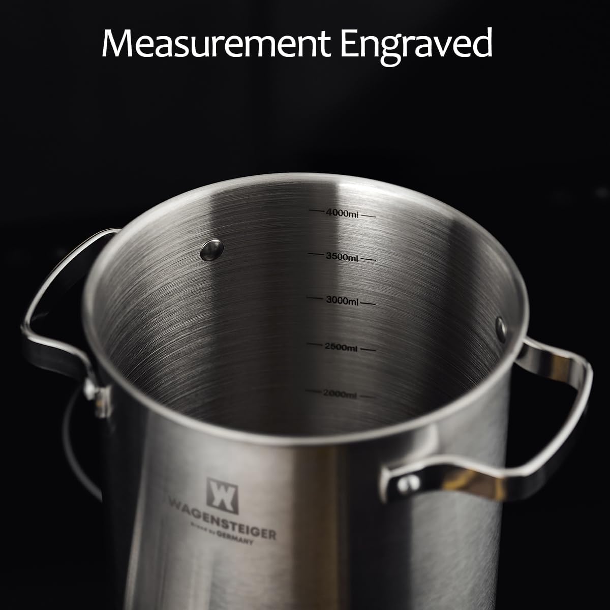 WAGENSTEIGER pot cooking spaghetti to show capacity and convenient one-pot draining benefit