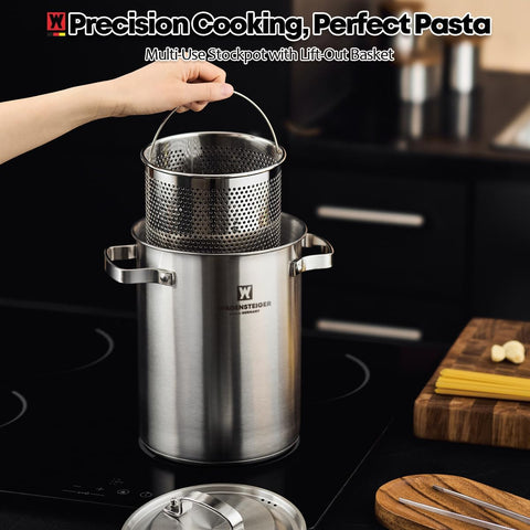 WAGENSTEIGER close-up of perforated SUS304 steamer basket for quick draining and even steaming