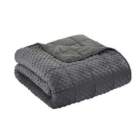 WAIBIO front view of dark grey weighted blanket showing full coverage and neat edges