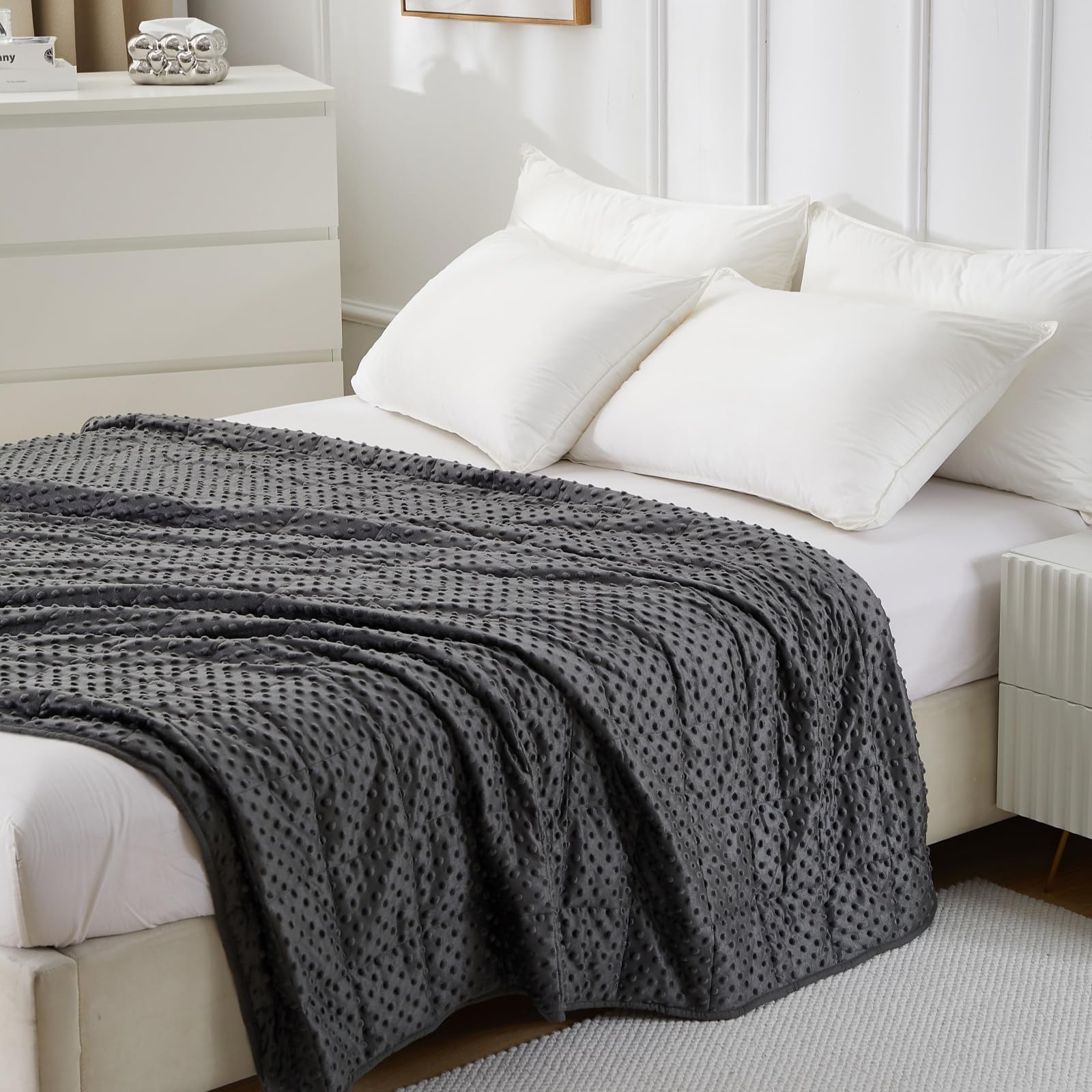 WAIBIO blanket next to a person to show 60x80 inch full‑body coverage scale