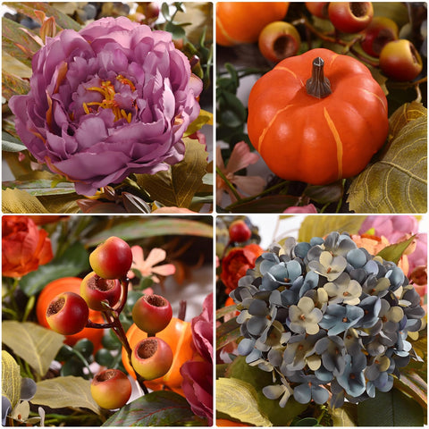 Waipfaru hanging on front door styling entryway with warm fall curb appeal