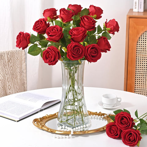 Waipfaru long-stem roses displayed in a vase adding lasting decor