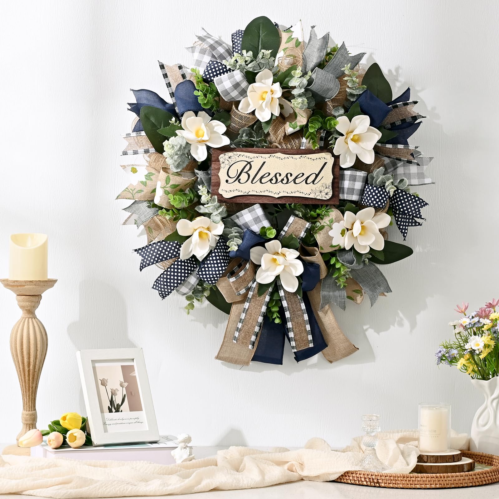 Waipfaru wreath displayed on a mantel for versatile interior styling benefit