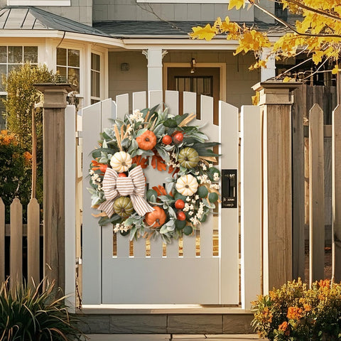 Waipfaru mantel styling with wreath and candles for balanced autumn decor