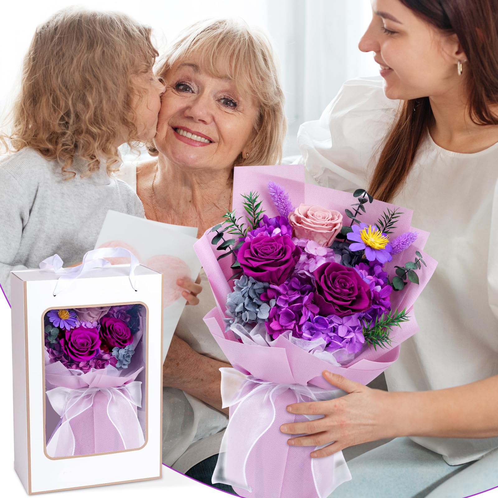 Waipfaru open box revealing arrangement ready to present with protective packaging benefit