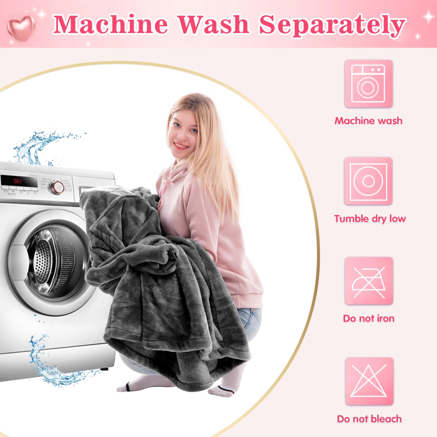 Waitu folded blanket hoodie stored neatly demonstrating easy care