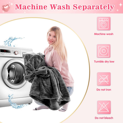 Waitu folded blanket hoodie stored neatly demonstrating easy care
