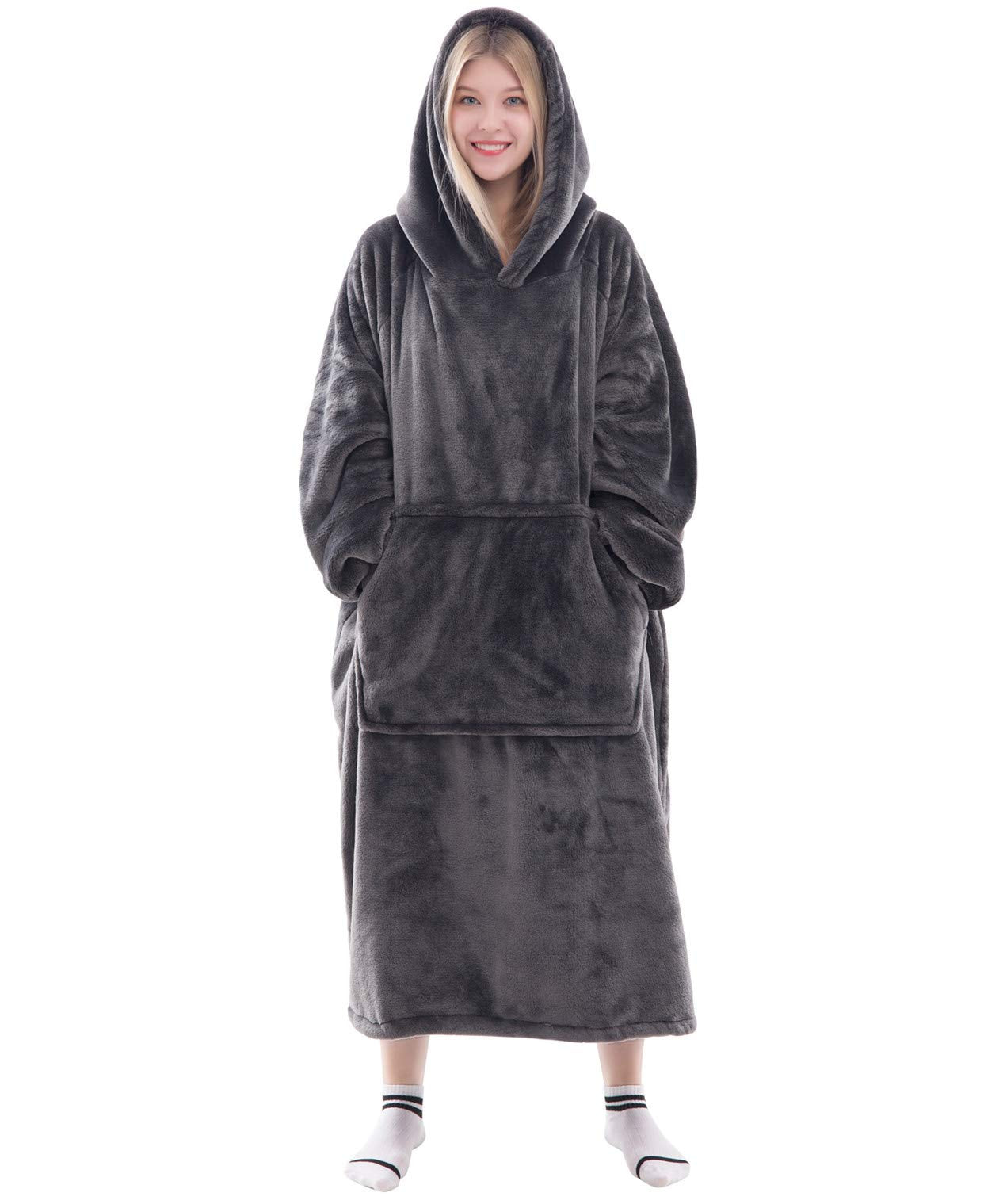 Waitu front view of oversized hooded blanket showing full coverage and comfort