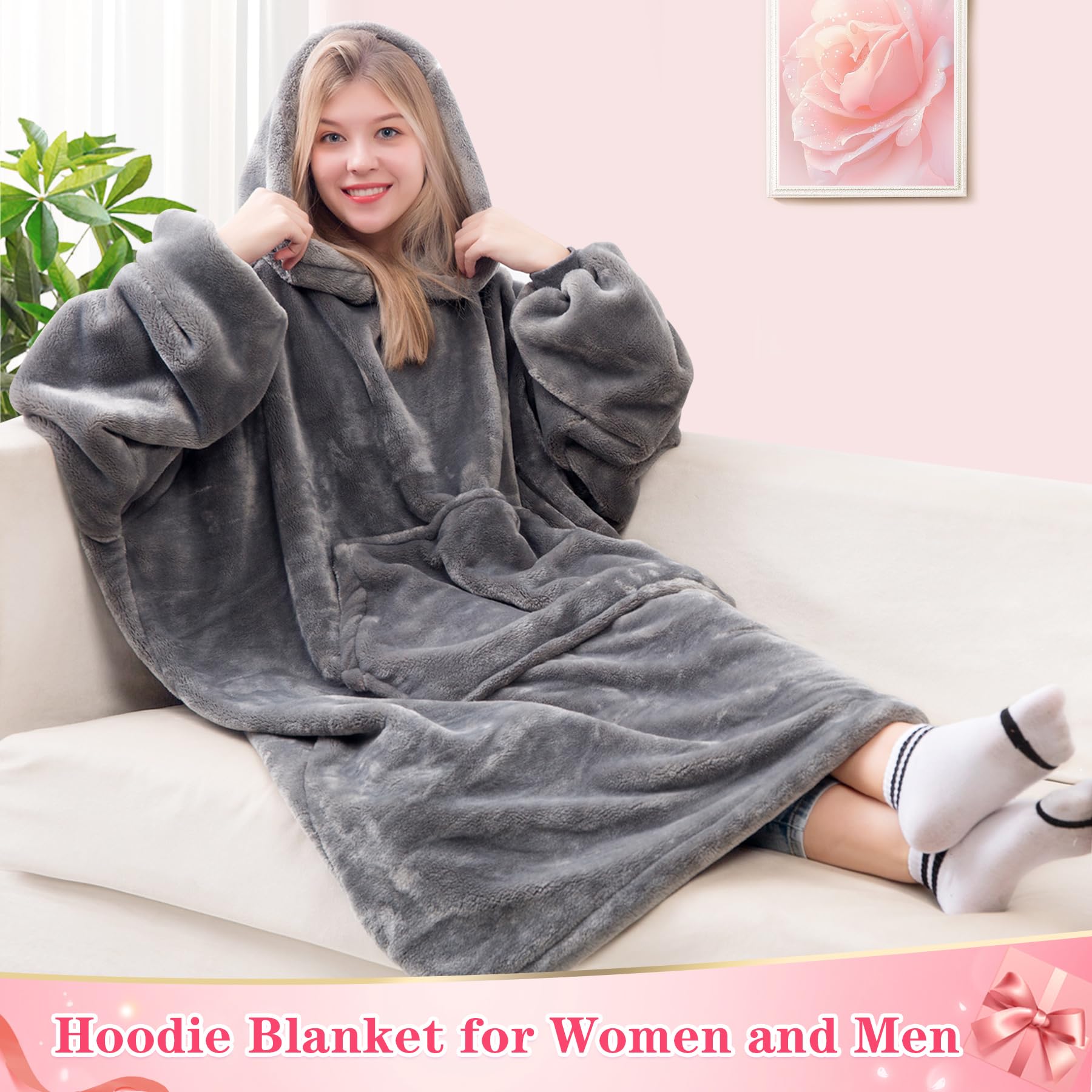 Waitu hood detail on model demonstrating head warmth and comfortable fit