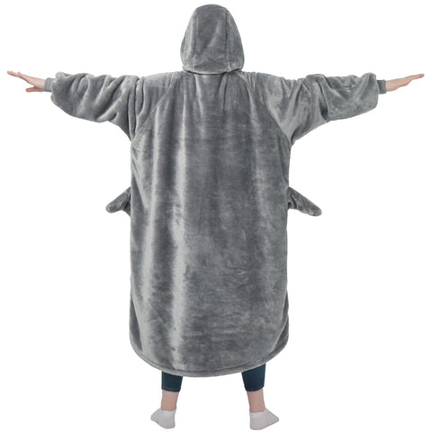 Waitu shark hoodie close-up fabric texture highlighting plush softness and warmth
