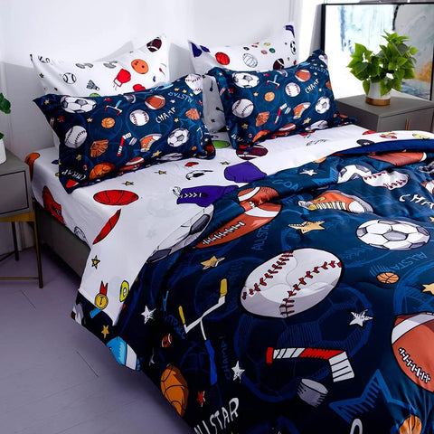 Wajade front view comforter showing full sports design and cozy feel