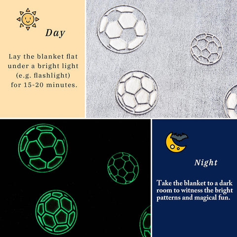 Wajade glowing soccer patterns visible in dim light for fun