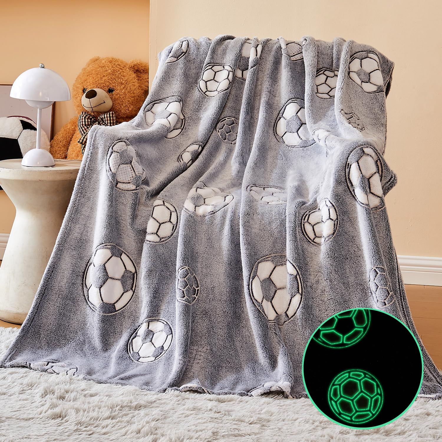 Wajade front view showing soccer pattern and cozy appeal