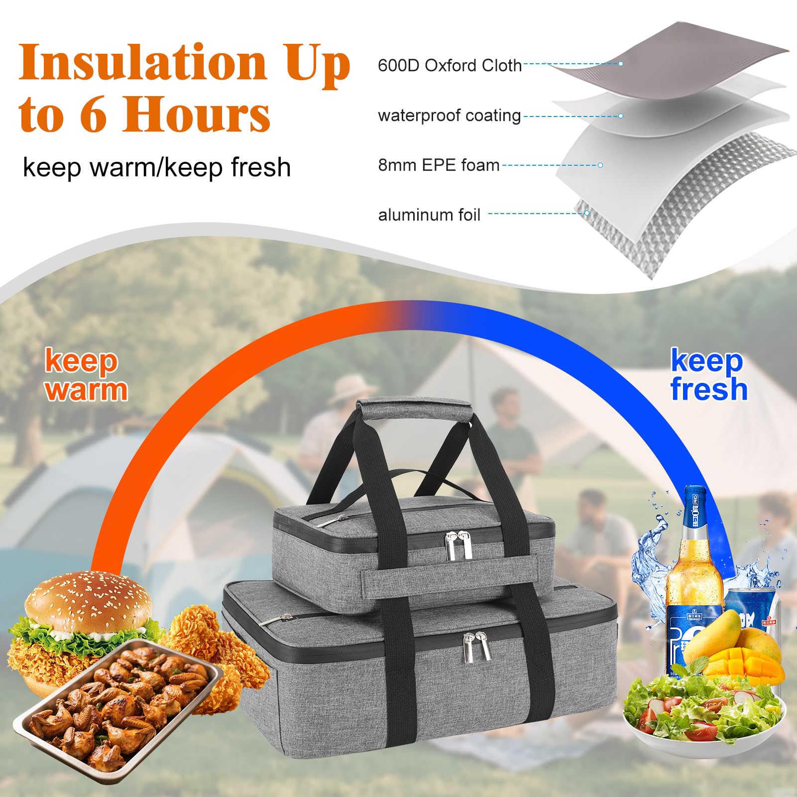 wakaye large compartment open with zippered entry for quick packing