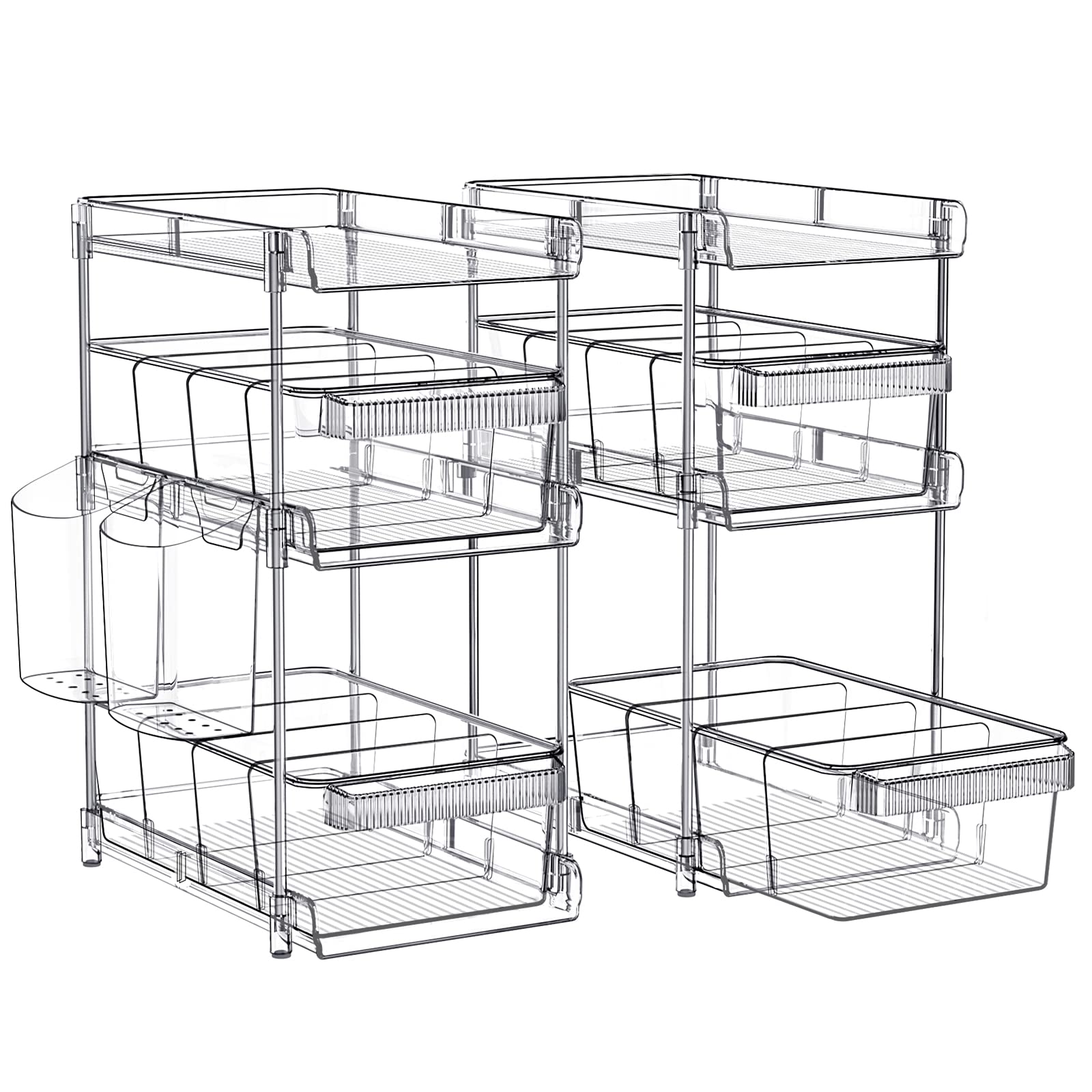 WAKISA front view of two-pack clear organizers showing compact footprint and visibility