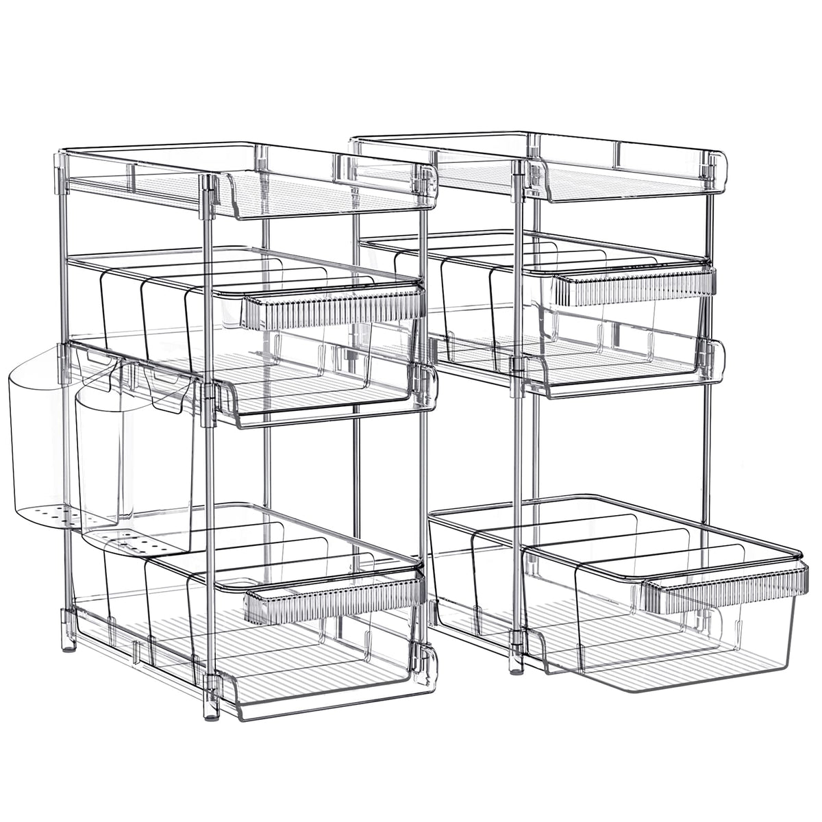 WAKISA front view of two-pack clear organizers showing compact footprint and visibility