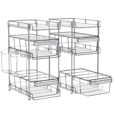 WAKISA front view of two-pack clear organizers showing compact footprint and visibility