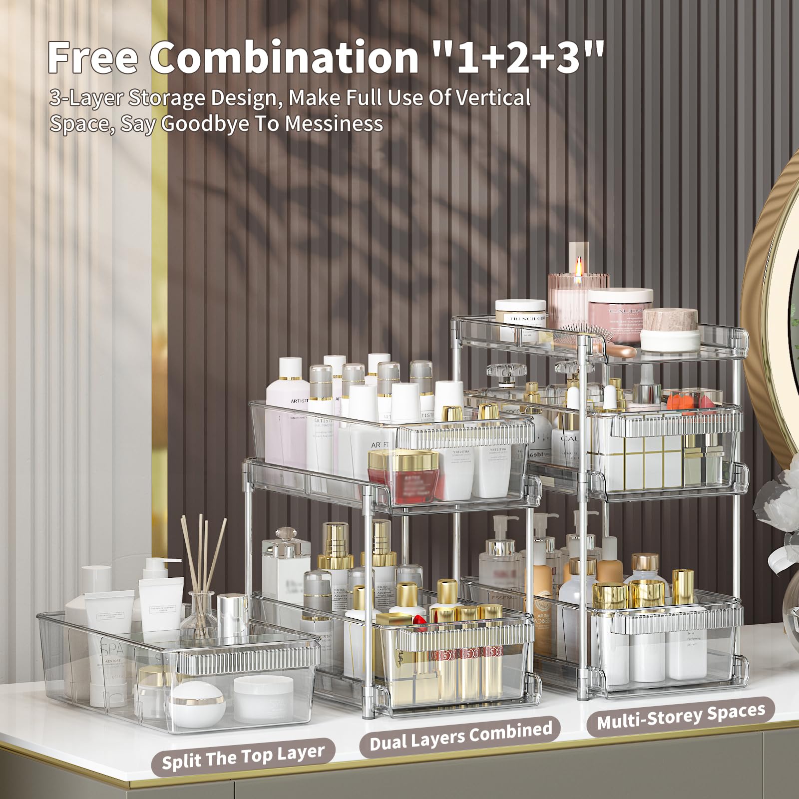 WAKISA close-up of removable dividers revealing flexible compartment organization